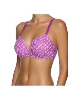 Bebe Bra 36DD Purple Logo Print All-Over Logo